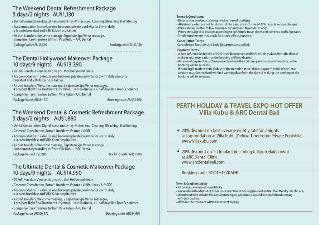 Perth Expo package brochure Villa Kubu, Seminyak, Bali