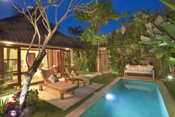 Villa Kubu Deluxe One Bedroom Pool Night Seminyak Bali