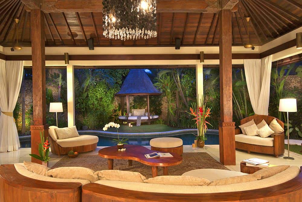 Villa Kubu Premium Two Bedroom Living Room Evening Seminyak Bali